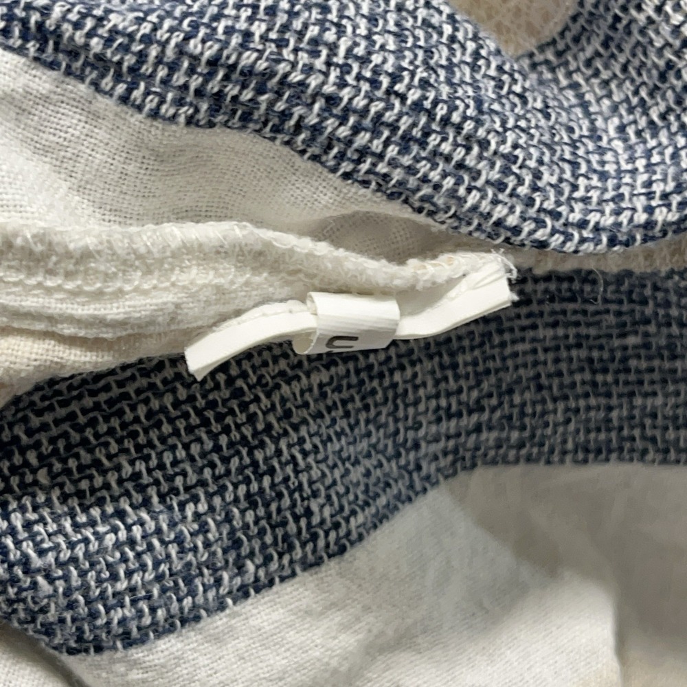Hollister Mens Shirt S Button Up White Striped Linen Blend Short Sleeve Resort - Picture 8 of 9